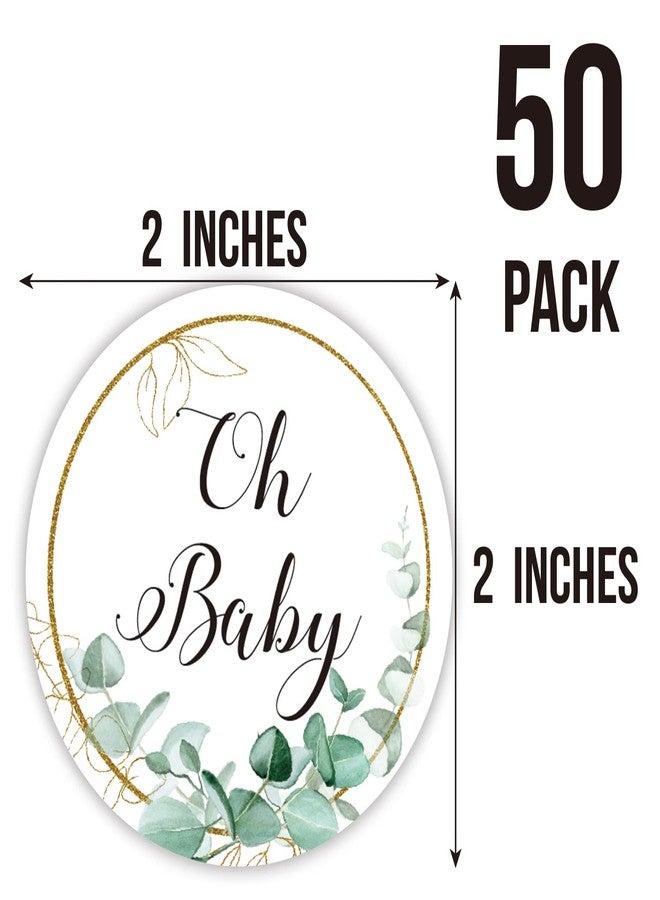TENTADO 50 Greenery Oh Baby Stickers - Gender Neutral Baby Shower Favors & Thank You Labels (2 Inch) - Image 3
